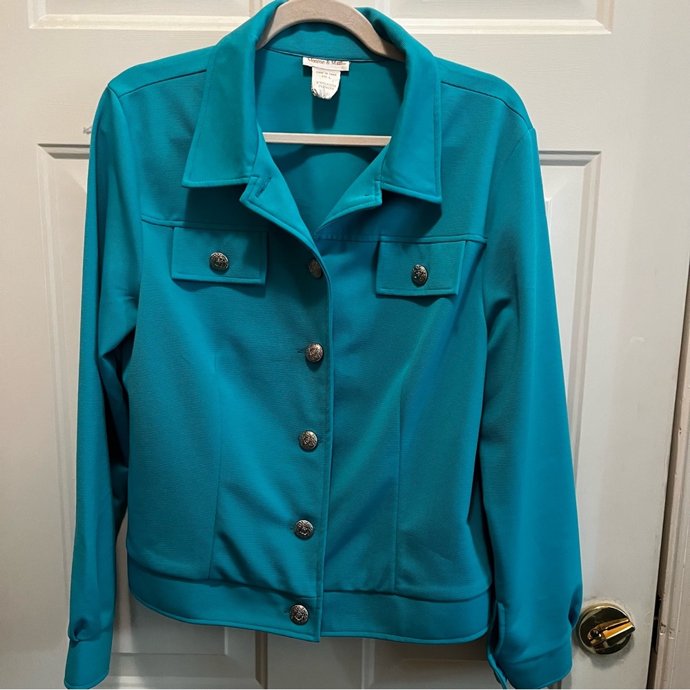Monroe & Main Teal Women's Lightweight Jacket Button Up Size L